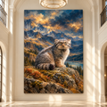 Pallas's Cat Mountain Wrapped Canvas Wall Art – Wild Manul Landscape Painting