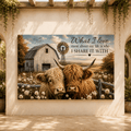 Highland Cows with Love Quote Wrapped Canvas Wall Art – Sentimental Farmhouse Print