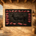 Beef Cuts Chart Wrapped Canvas Wall Art – Butcher Diagram Kitchen Print