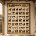 Breeds of Cattle Chart Wrapped Canvas Wall Art – Educational Ranch Reference Print
