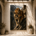 Prowling Mountain Cougar Wrapped Canvas Wall Art – Alpine Wildlife Photography Print