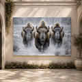 Bison Charging Through Snowstorm Wrapped Canvas Wall Art – Winter Wildlife Photography Print