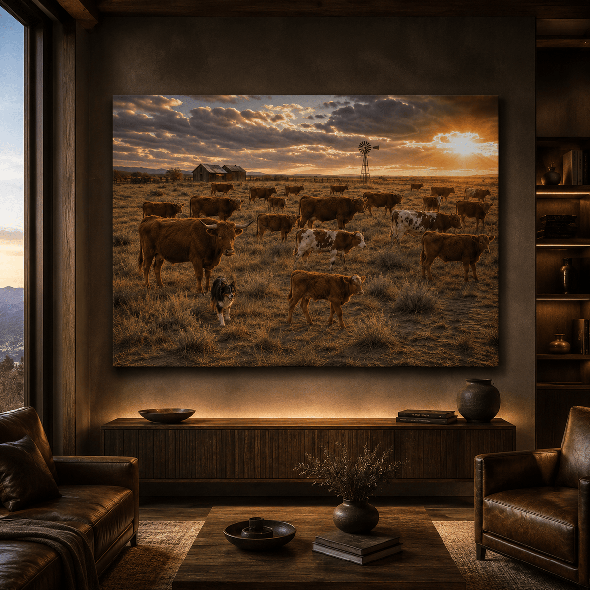 Open Range – Cattle Herd on the Prairie Canvas Wall Art - ART OF ROYALS