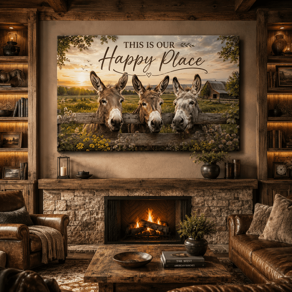 This Is Our Happy Place – Donkey Farmhouse Canvas Wall Art - ART OF ROYALS
