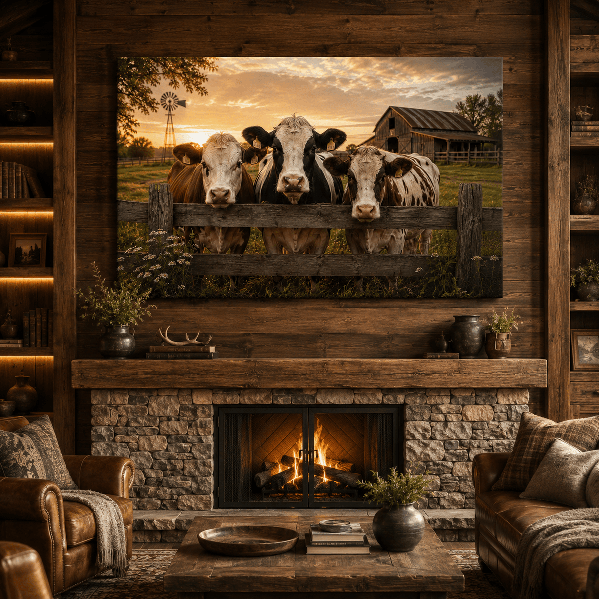 Curious Herd – Dairy Cows at the Fence Canvas Wall Art - ART OF ROYALS
