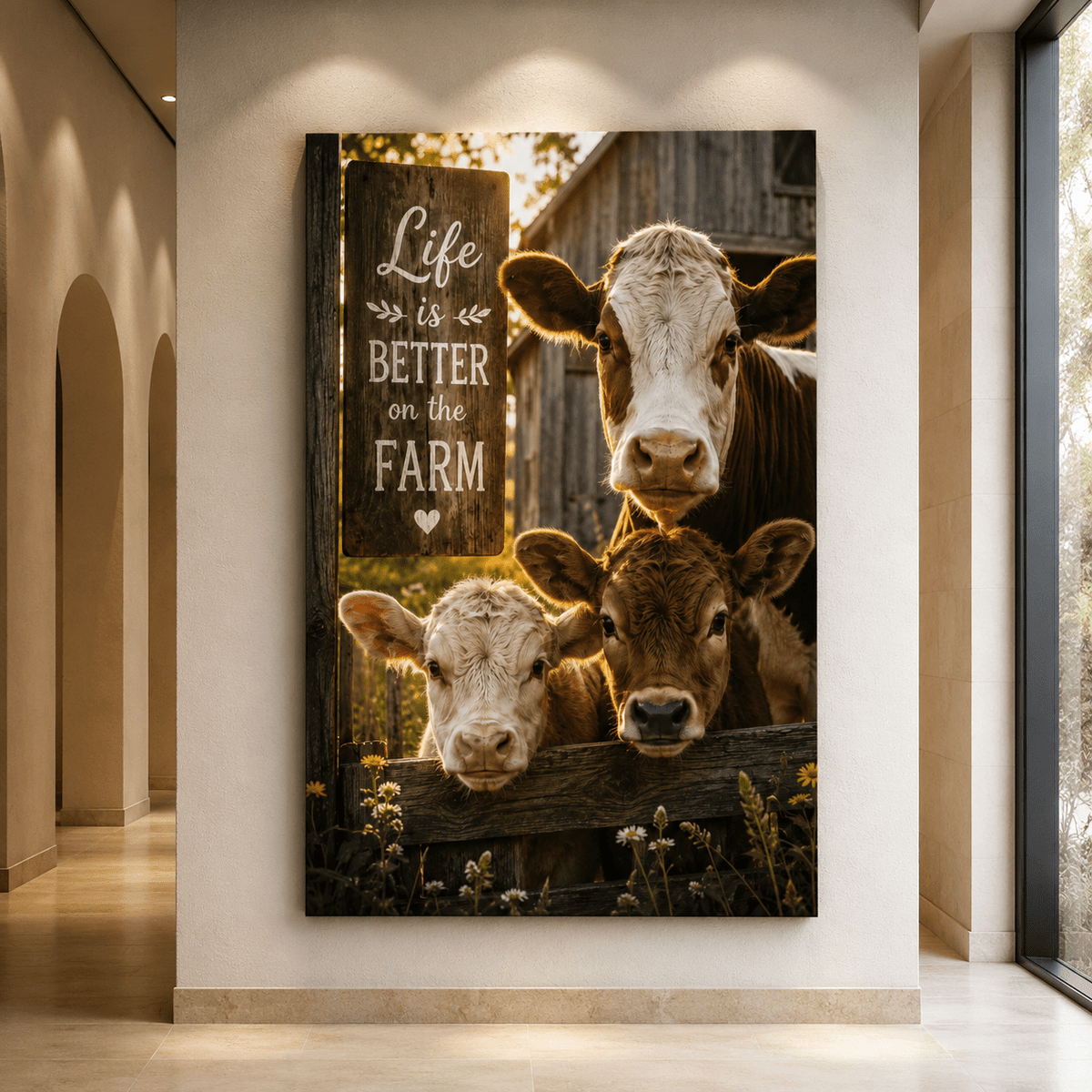 Life Is Better on the Farm – Cow and Calves Canvas Wall Art - ART OF ROYALS