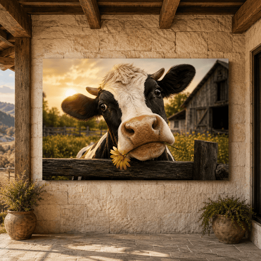 Daisy Girl – Holstein Cow Portrait Canvas Wall Art - ART OF ROYALS
