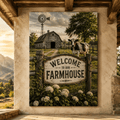 Welcome to Our Farmhouse – Barn and Cow Canvas Wall Art