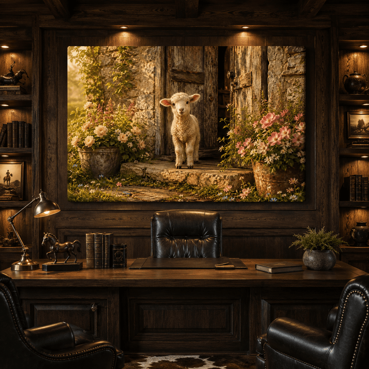 Little Lamb at the Door – Cottage Farmhouse Canvas Wall Art - ART OF ROYALS