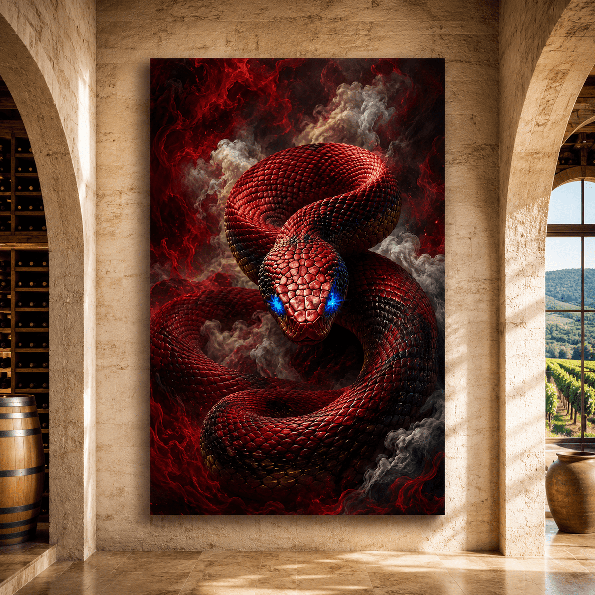 Fire Serpent – Red Snake Fantasy Canvas Wall Art - ART OF ROYALS