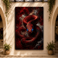 Fire Serpent – Red Snake Fantasy Canvas Wall Art
