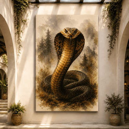 King Cobra – Wildlife Watercolor Canvas Wall Art - ART OF ROYALS