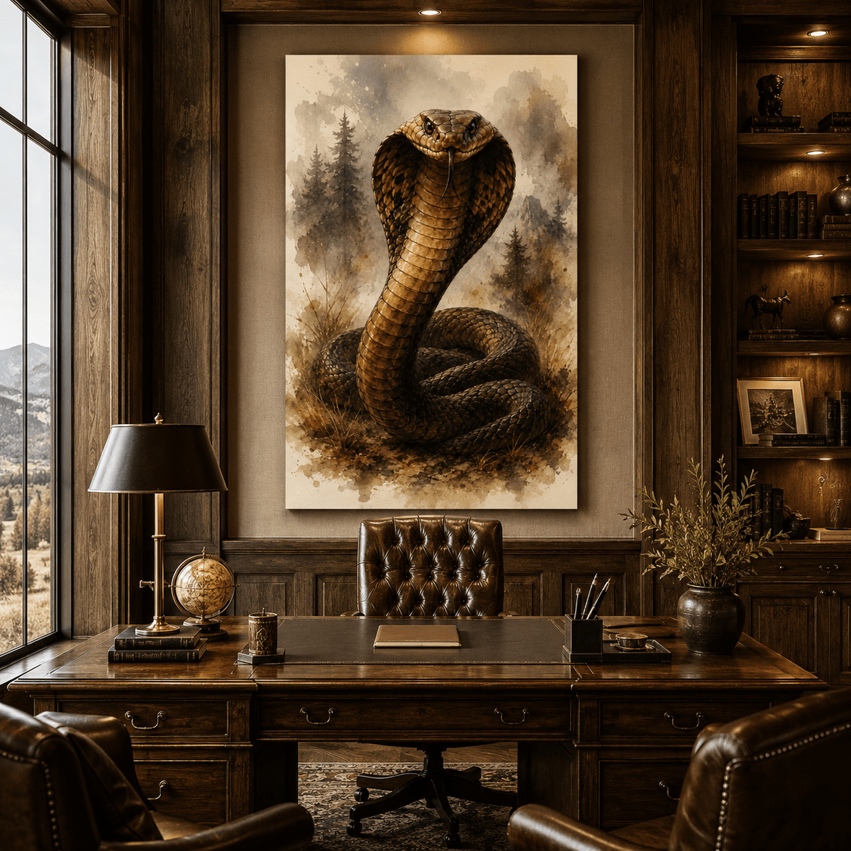 King Cobra – Wildlife Watercolor Canvas Wall Art - ART OF ROYALS