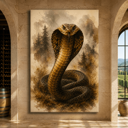 King Cobra – Wildlife Watercolor Canvas Wall Art - ART OF ROYALS