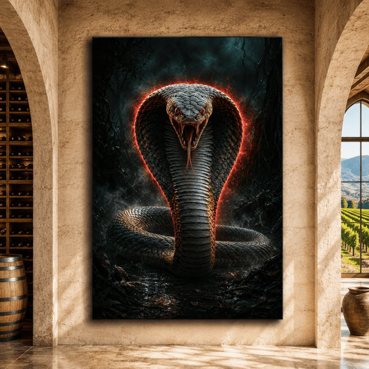 Venom Strike – Dark Cobra Fantasy Canvas Wall Art - ART OF ROYALS