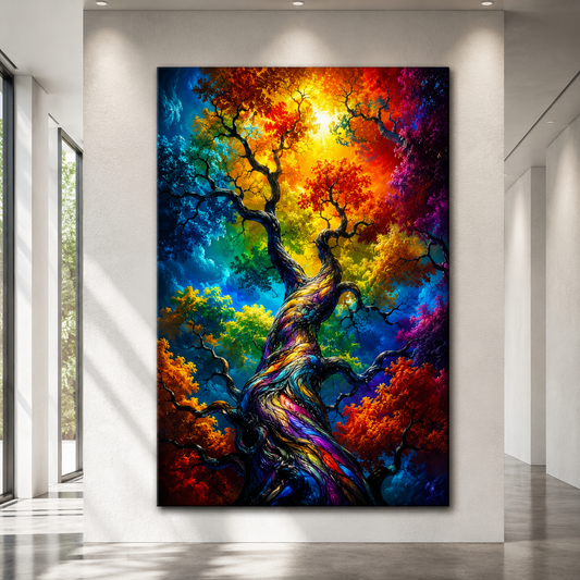 Tree of All Colors – Fantasy Rainbow Tree Canvas Wall Art - ART OF ROYALS