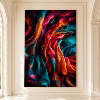Color in Motion – Abstract Flowing Silk Canvas Wall Art - ART OF ROYALS