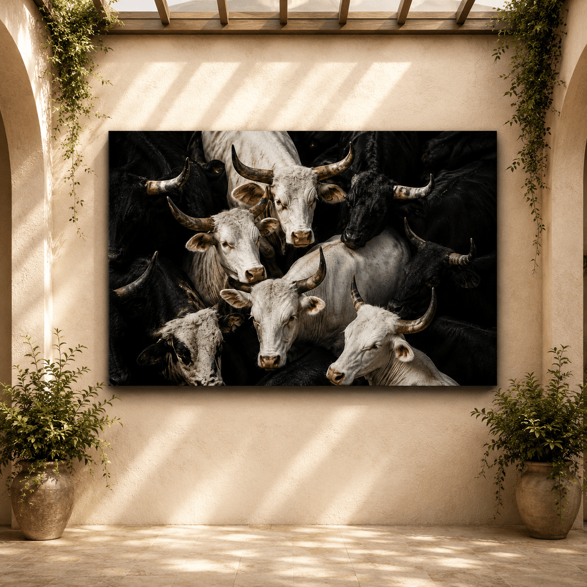 The Herd – Longhorn Cattle Fine Art Canvas Wall Art - ART OF ROYALS