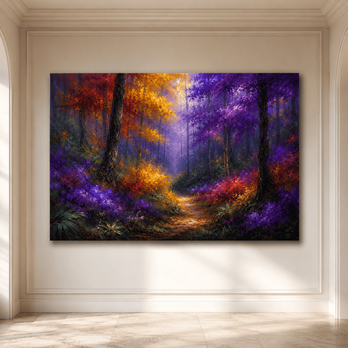 Enchanted Forest Path – Colorful Nature Canvas Wall Art - ART OF ROYALS