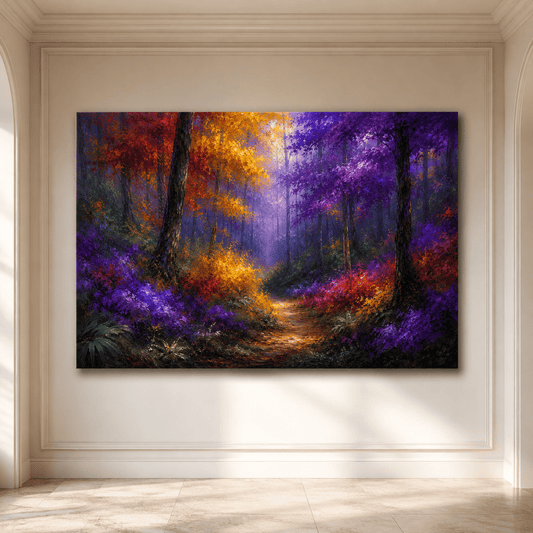 Enchanted Forest Path – Colorful Nature Canvas Wall Art - ART OF ROYALS