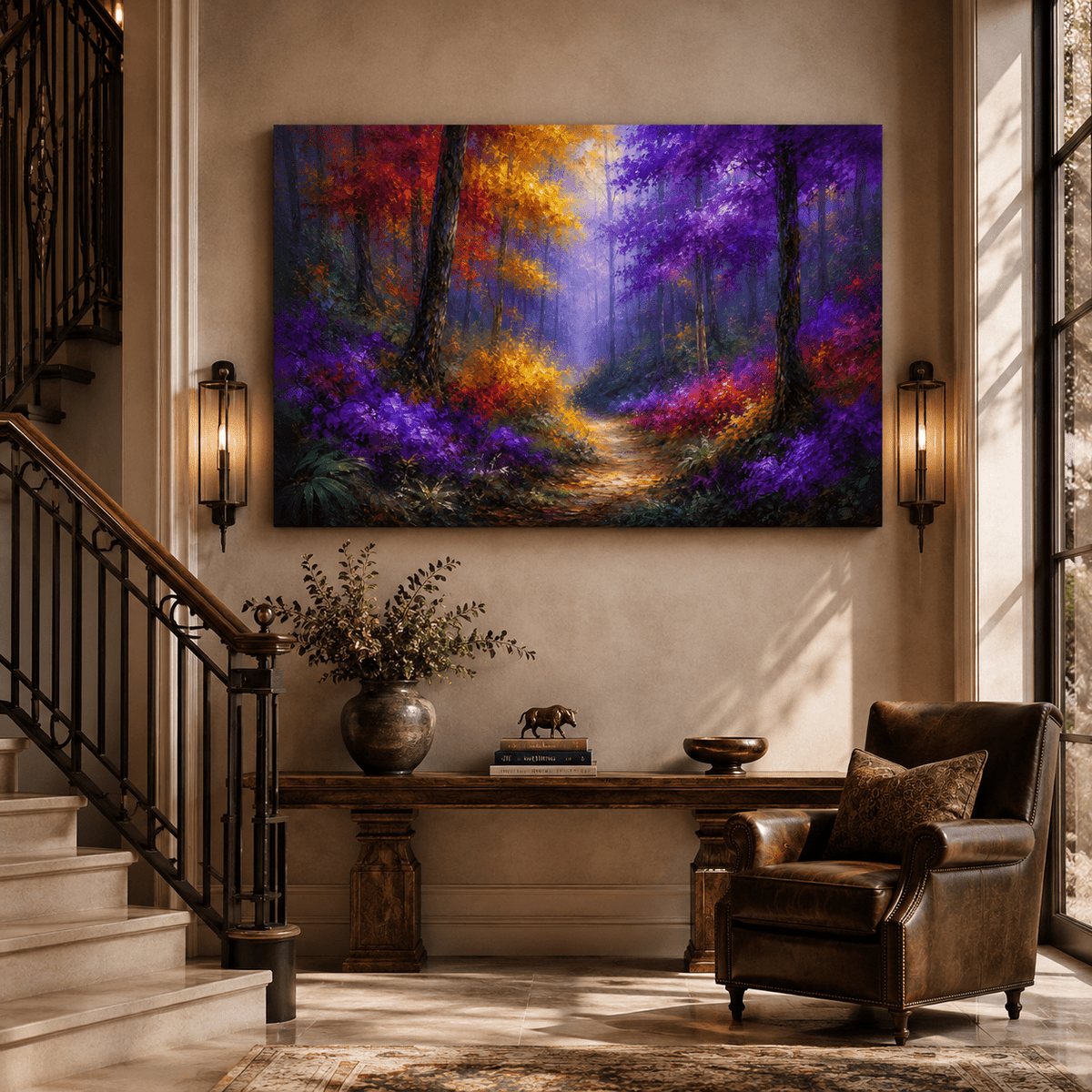 Enchanted Forest Path – Colorful Nature Canvas Wall Art - ART OF ROYALS