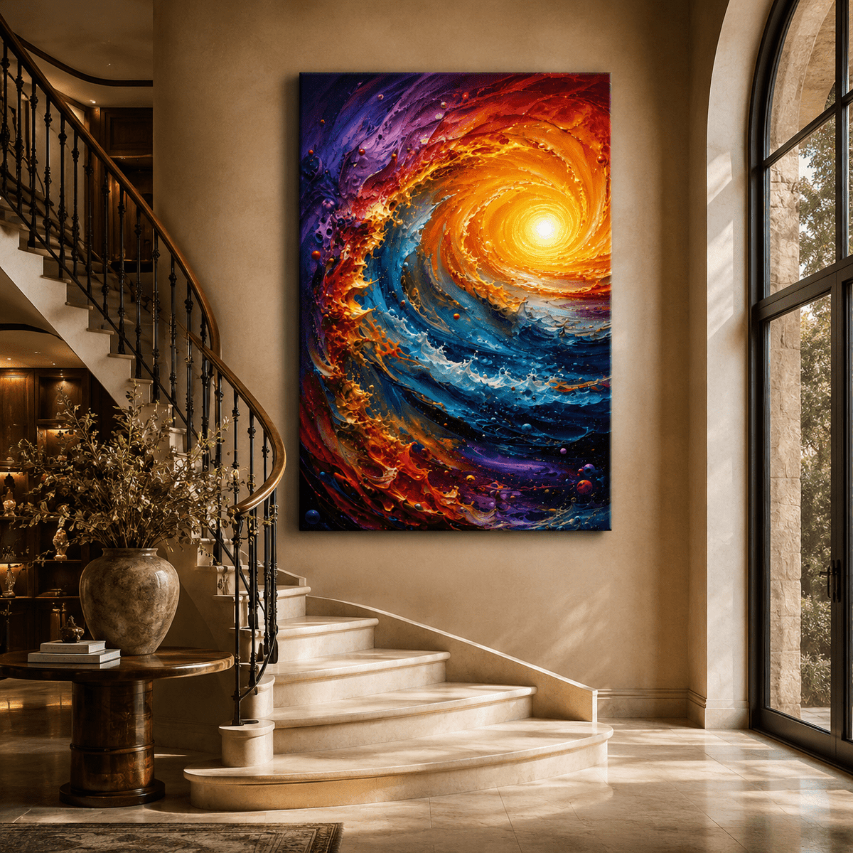 Cosmic Spiral – Abstract Galaxy and Ocean Canvas Wall Art - ART OF ROYALS