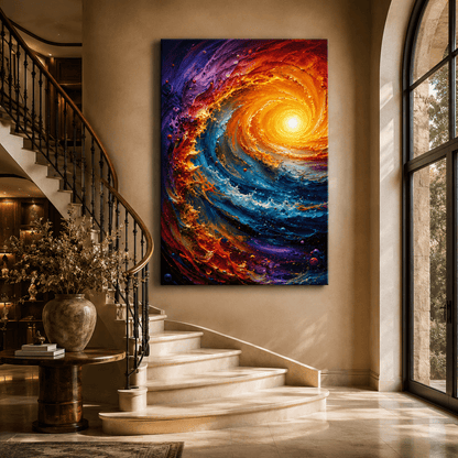 Cosmic Spiral – Abstract Galaxy and Ocean Canvas Wall Art - ART OF ROYALS