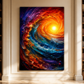 Cosmic Spiral – Abstract Galaxy and Ocean Canvas Wall Art