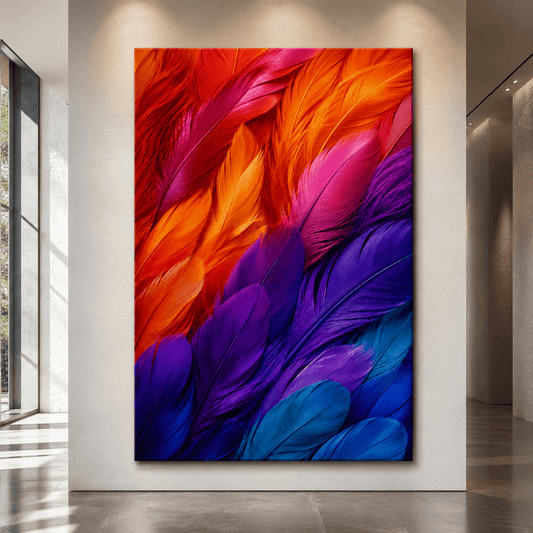 Rainbow Feathers – Colorful Macro Feather Canvas Wall Art - ART OF ROYALS
