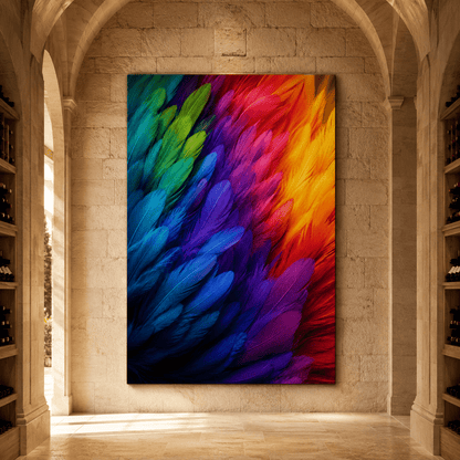 Wings of Color – Full Rainbow Feather Fan Canvas Wall Art - ART OF ROYALS
