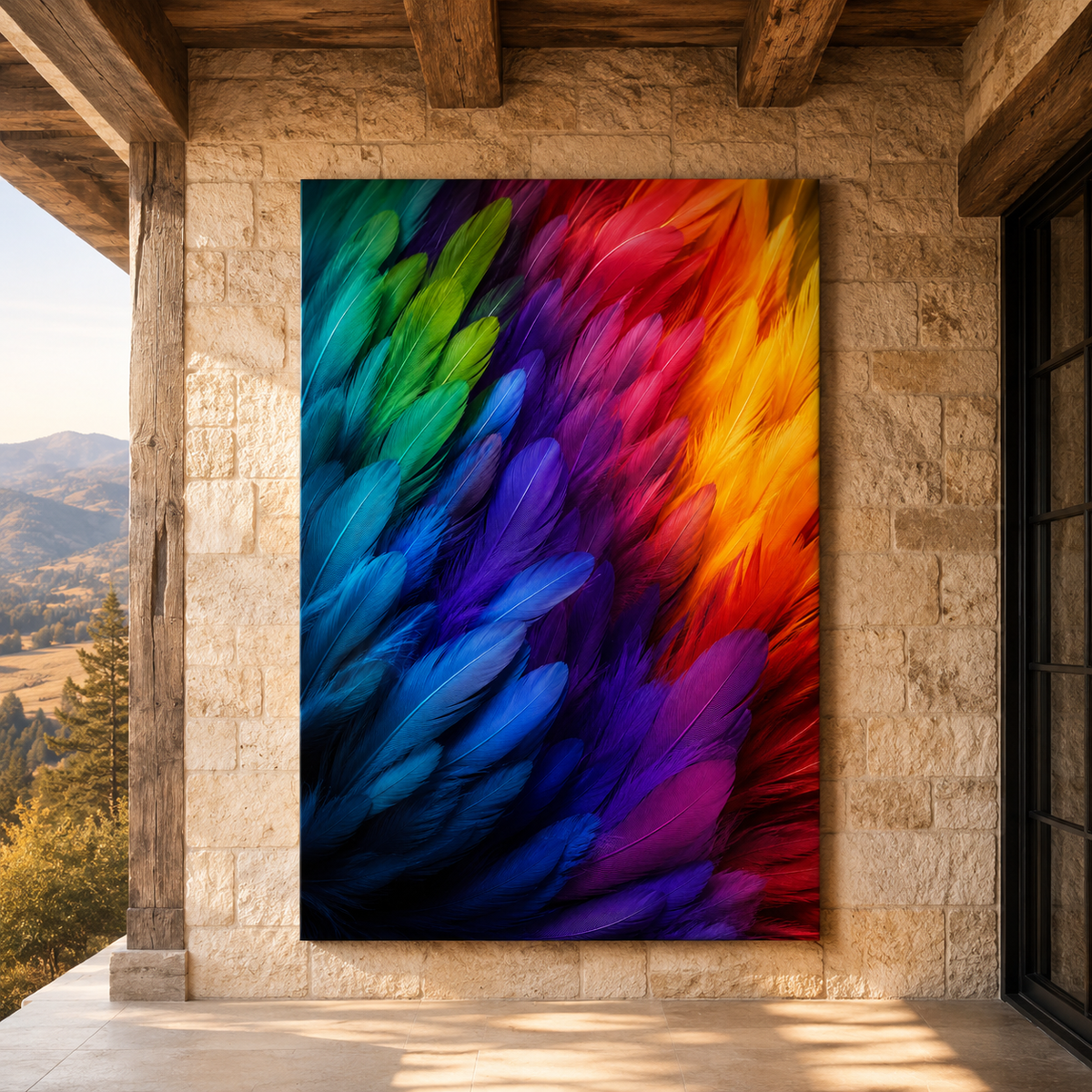 Wings of Color – Full Rainbow Feather Fan Canvas Wall Art - ART OF ROYALS