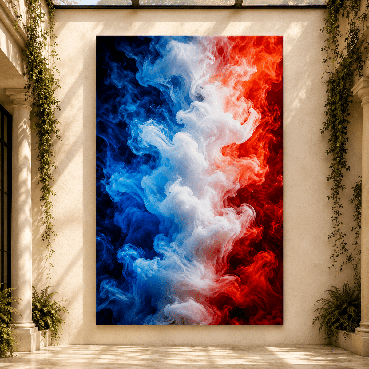 American Fire – Red White and Blue Smoke Canvas Wall Art - ART OF ROYALS