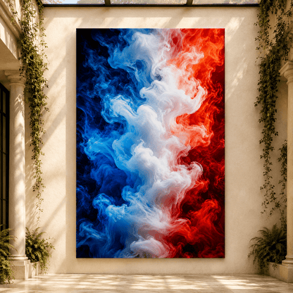 American Fire – Red White and Blue Smoke Canvas Wall Art - ART OF ROYALS