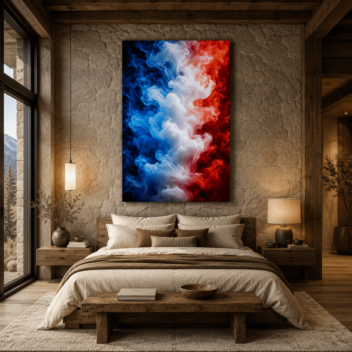 American Fire – Red White and Blue Smoke Canvas Wall Art - ART OF ROYALS