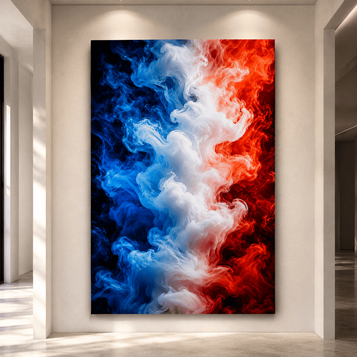 American Fire – Red White and Blue Smoke Canvas Wall Art - ART OF ROYALS