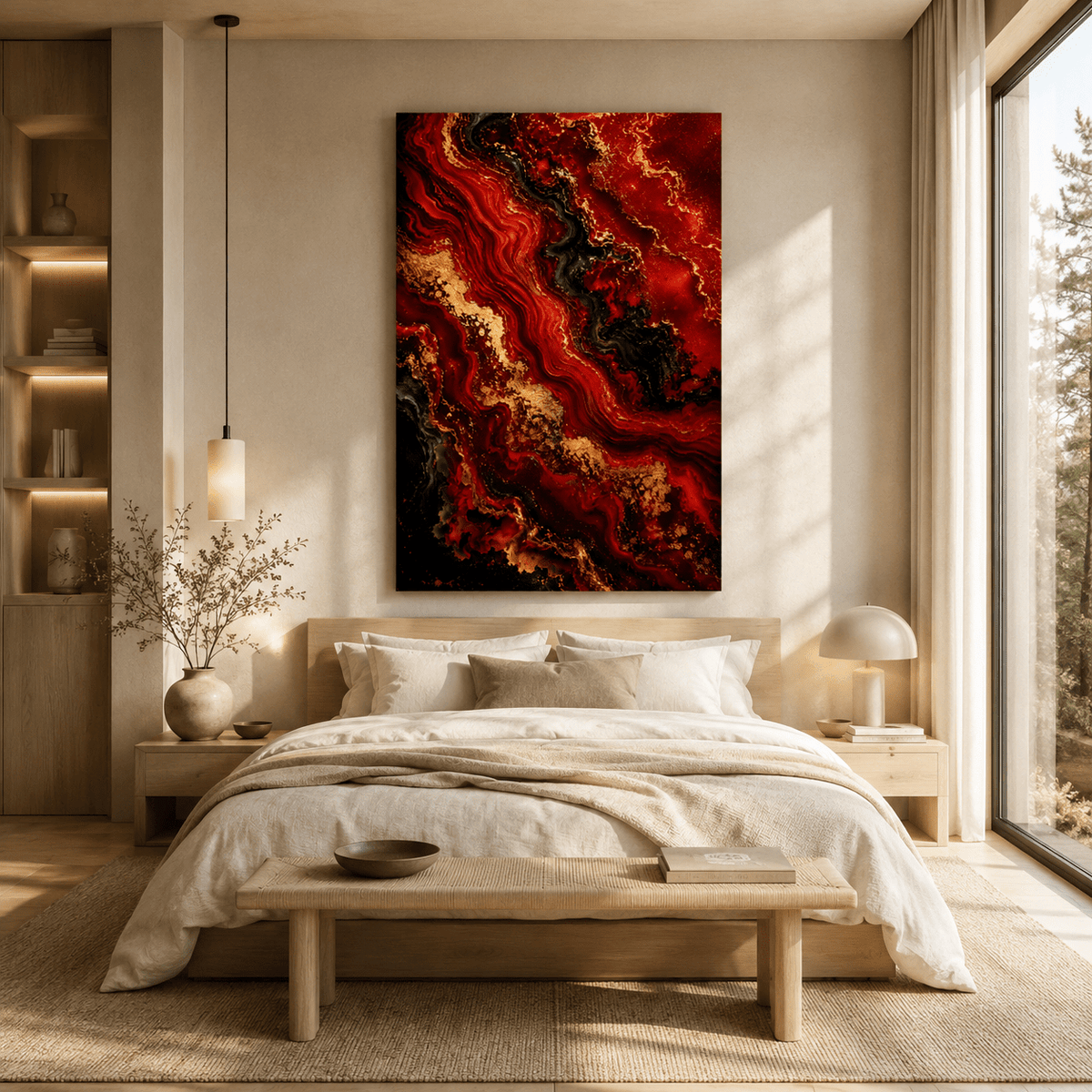 Red Marble Gold – Luxury Abstract Canvas Wall Art - ART OF ROYALS