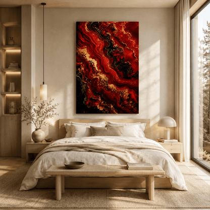 Red Marble Gold – Luxury Abstract Canvas Wall Art - ART OF ROYALS
