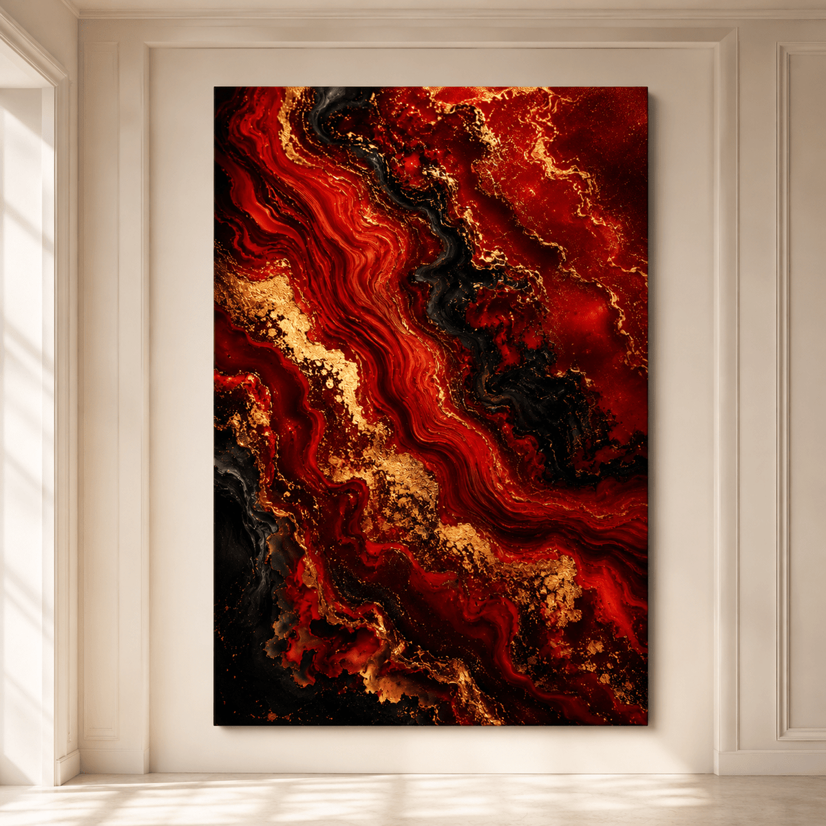 Red Marble Gold – Luxury Abstract Canvas Wall Art - ART OF ROYALS