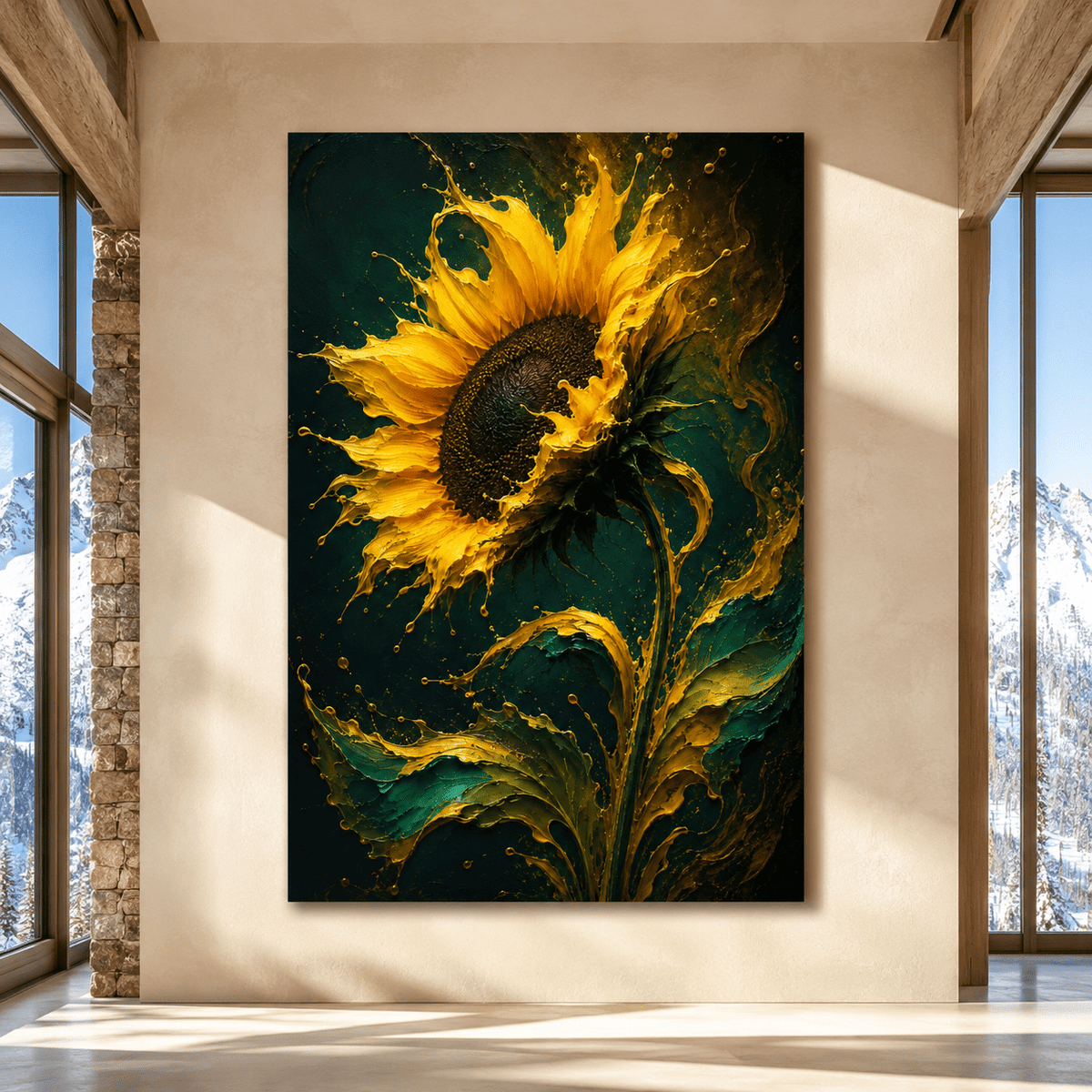 Sunflower Explosion – Bold Floral Impasto Canvas Wall Art - ART OF ROYALS