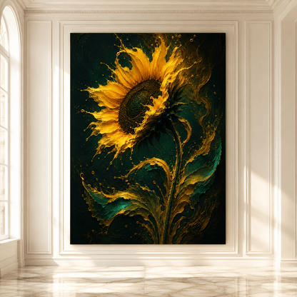 Sunflower Explosion – Bold Floral Impasto Canvas Wall Art - ART OF ROYALS