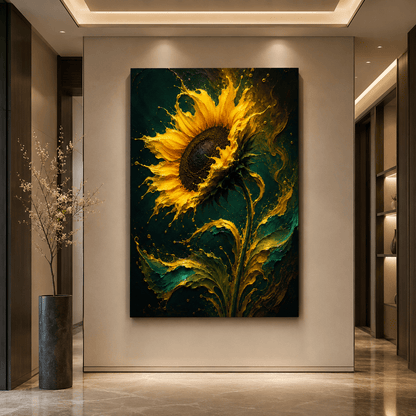 Sunflower Explosion – Bold Floral Impasto Canvas Wall Art - ART OF ROYALS