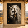 White Stallion – Classical Equestrian Portrait Canvas Wall Art