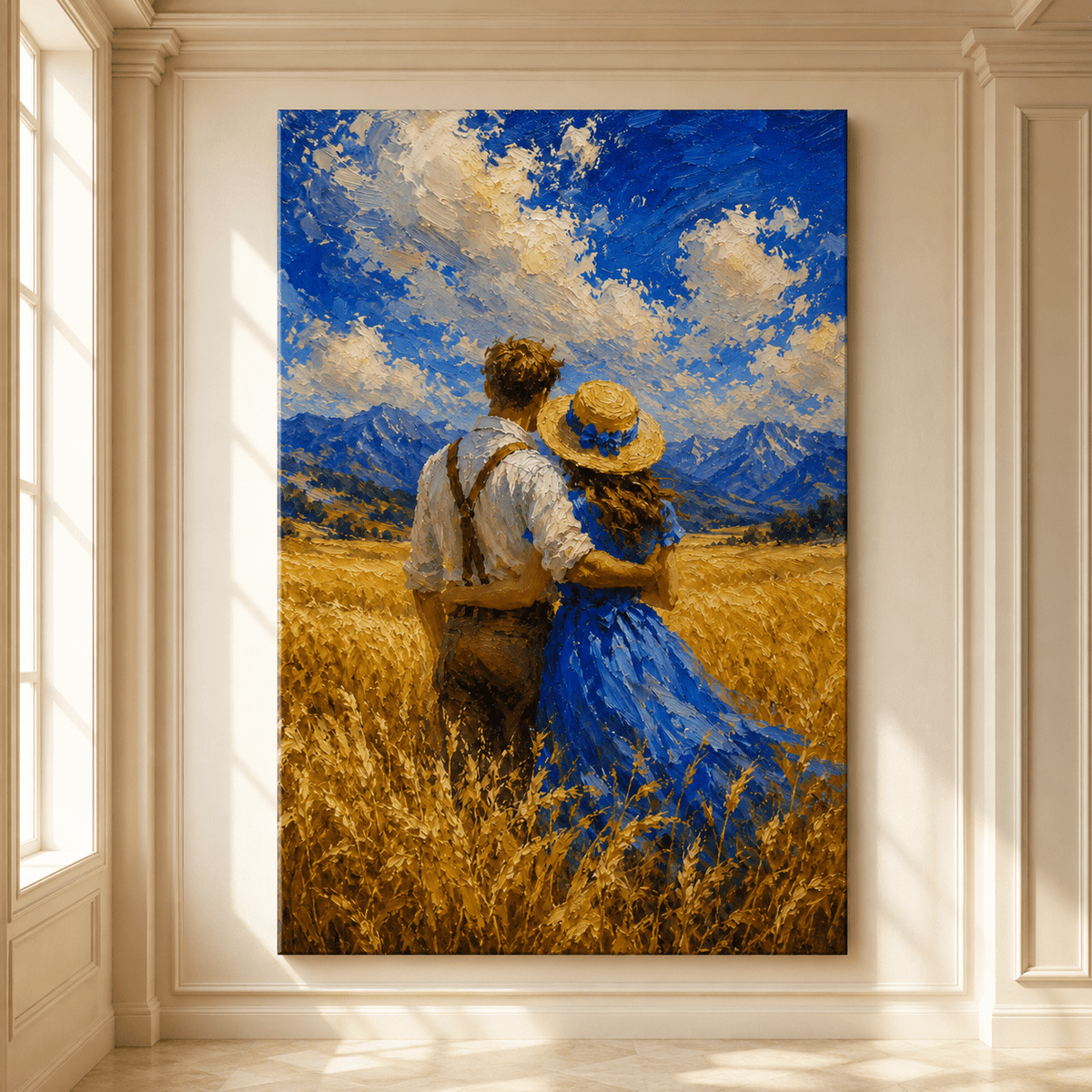 Golden Field Together – Romantic Couple Wheat Field Canvas Wall Art - ART OF ROYALS