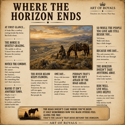 Where the Horizon Ends Lone Cowboy Canvas Wall Art – Western Landscape & Rustic Ranch Decor - ART OF ROYALS