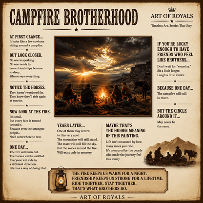 Campfire Brotherhood – Western Cowboy Canvas Wall Art - ART OF ROYALS