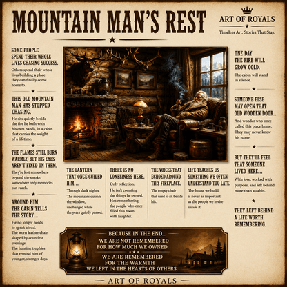 Mountain Man's Rest – Rustic Cabin Fireplace Canvas Wall Art - ART OF ROYALS