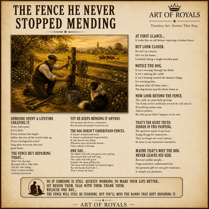 Mending the Fence Line – Farmer and Dog Pasture Canvas Wall Art - ART OF ROYALS