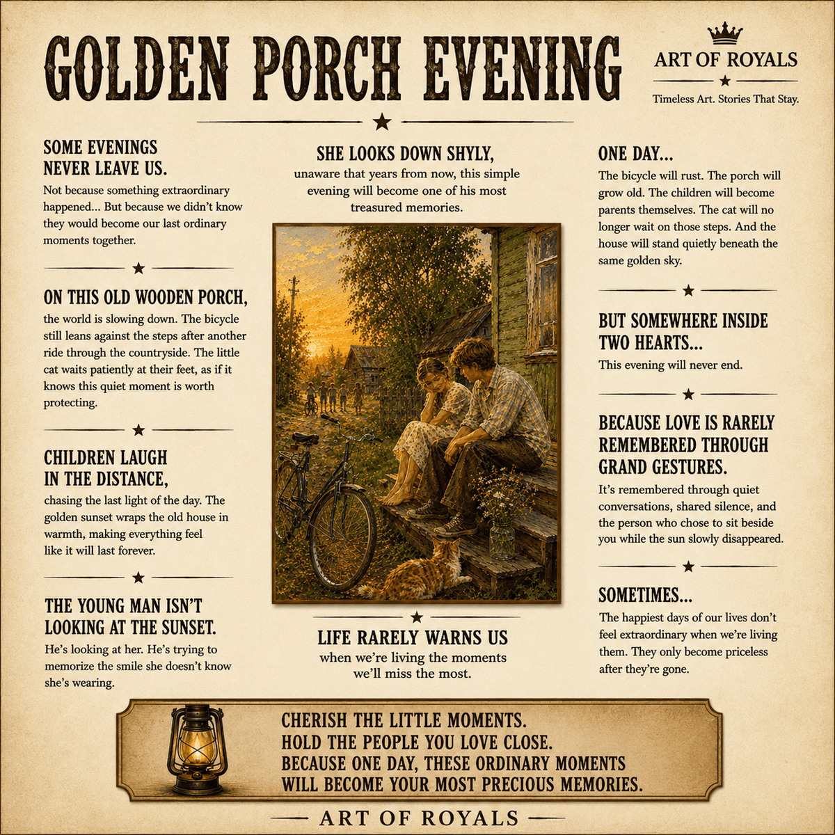 Golden Porch Evening – Rustic Countryside Canvas Wall Art - ART OF ROYALS