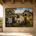 Welcome to Our Farm – Sheep and Barn Canvas Wall Art