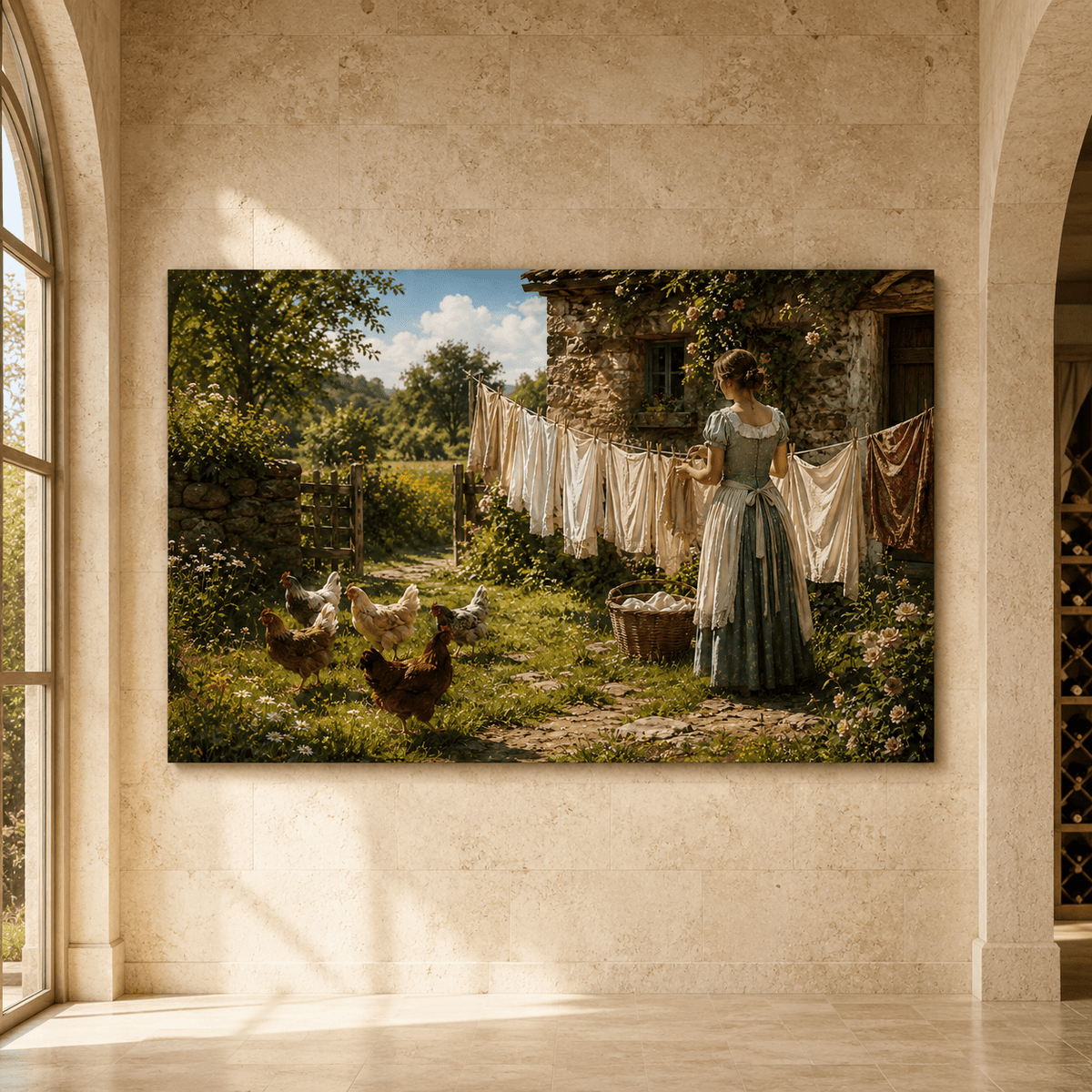Summer Wash Day – Country Farmyard Canvas Wall Art - ART OF ROYALS